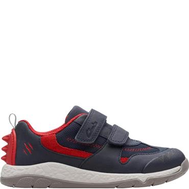 CLARKS BOYS 2 STRAP VELCRO TRAINER - NAVY